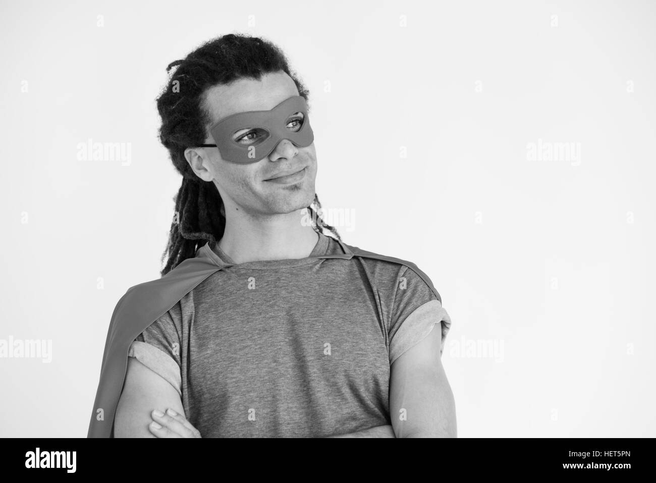 Super-héros hippie homme Smiling Happy Concept Expression Banque D'Images