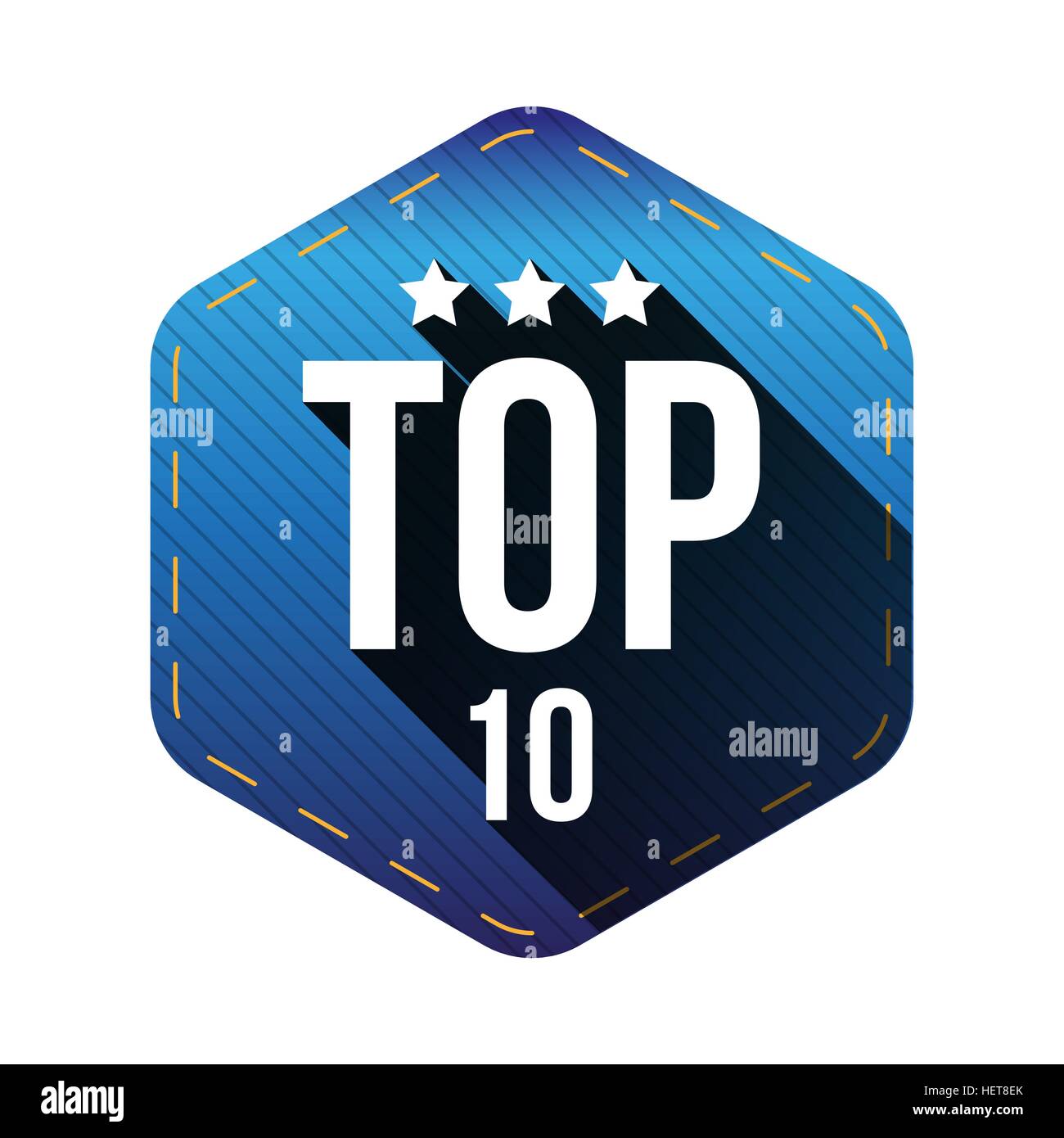 Top 10 - Dix vector patch hexagonale Illustration de Vecteur
