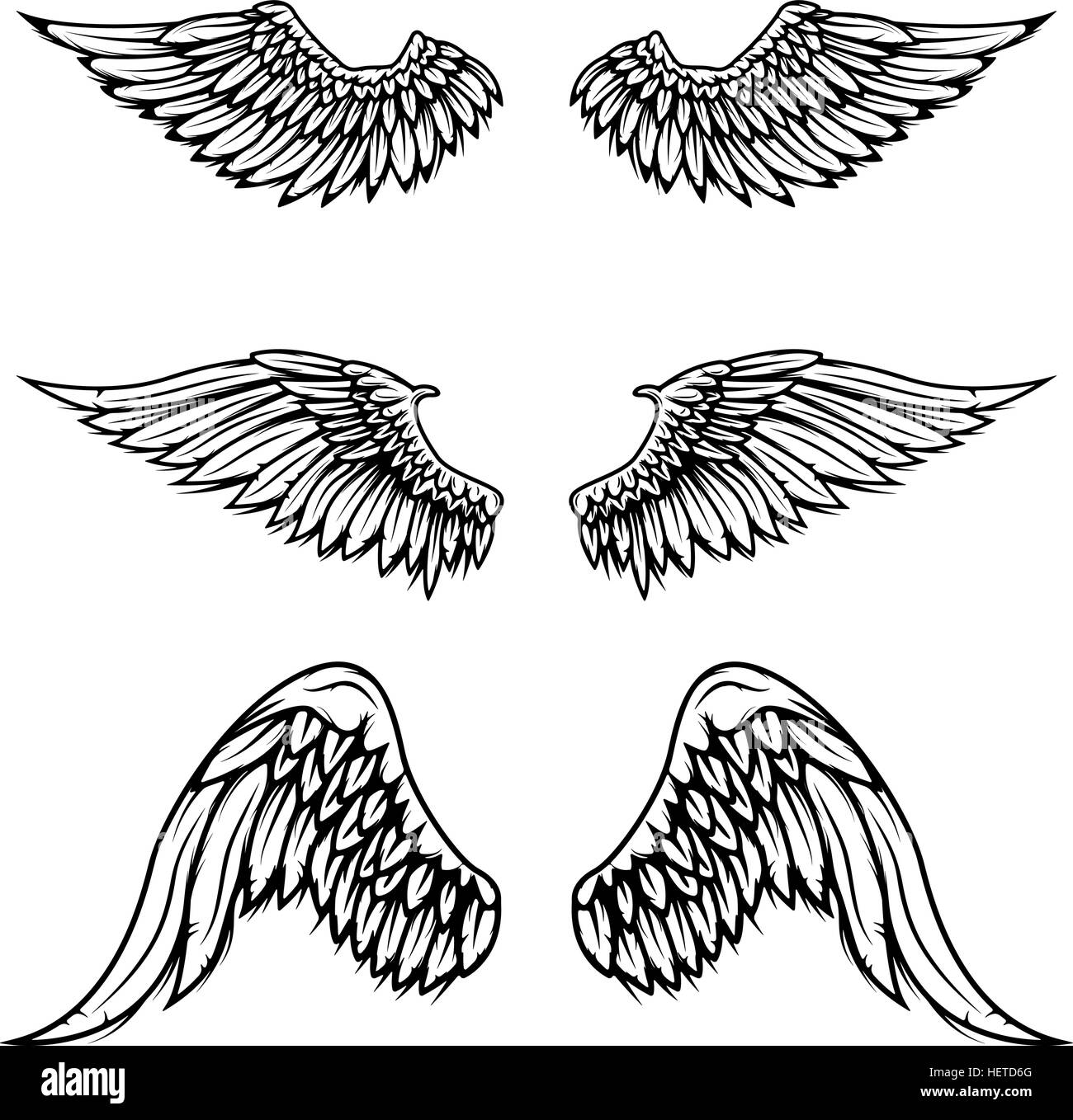 Ensemble de Vintage Wings vecteur isolé sur fond blanc. Design Illustration de Vecteur
