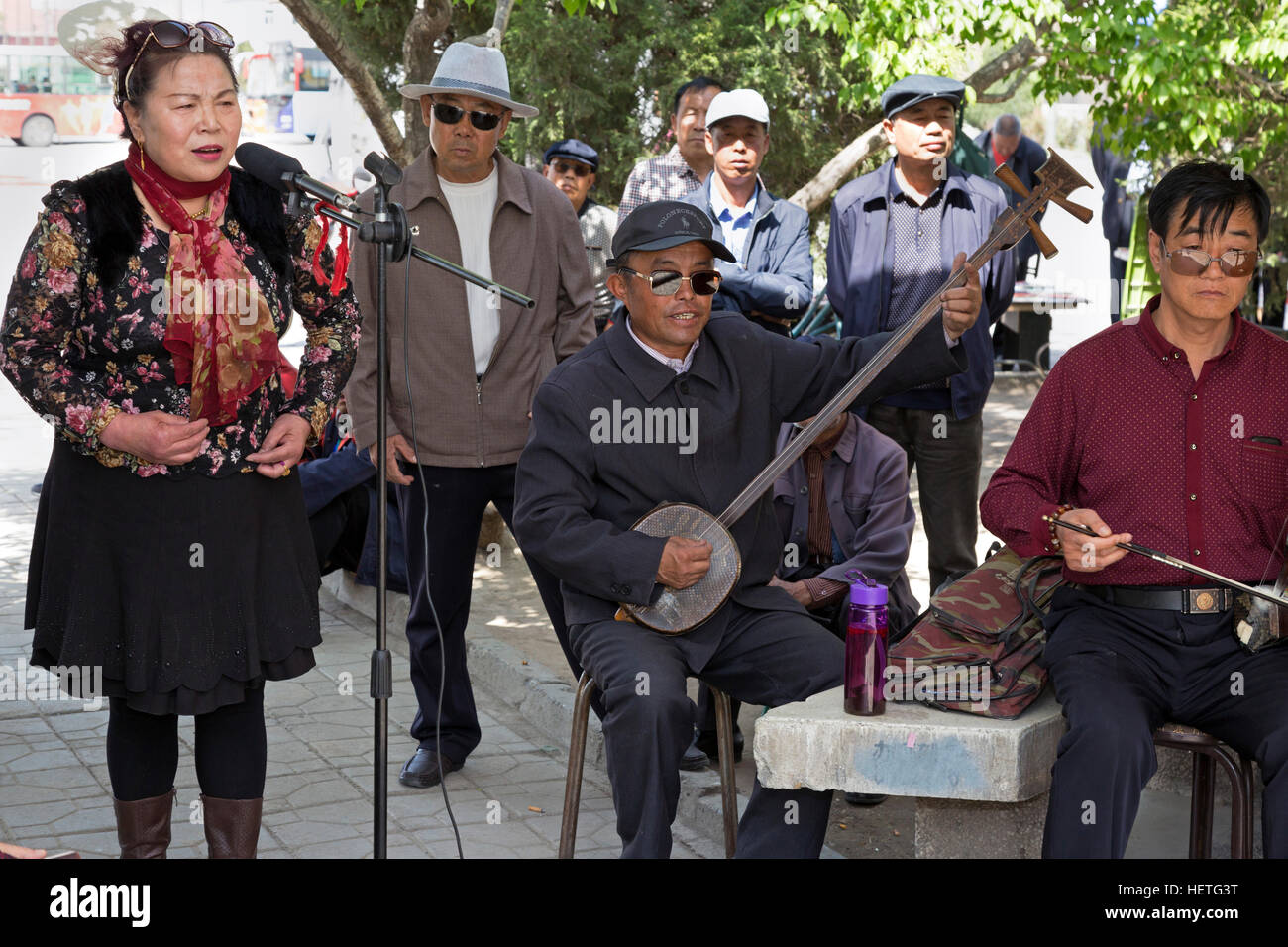 Les musiciens traditionnels chinois, Yinchuan, Ningxia, Chine Banque D'Images