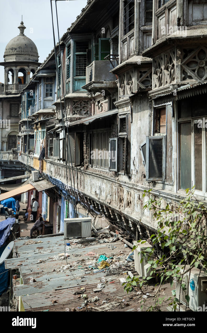 Bâtiment délabré, Spice Market, Old Delhi, Inde Banque D'Images