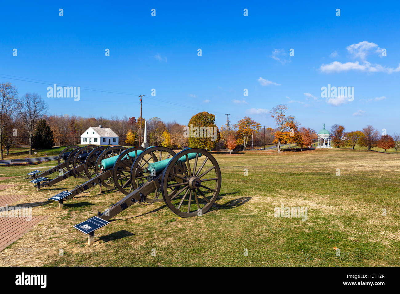 Vue vers l'église Dunker, champ de bataille national d'Antietam, Sharpsburg, Maryland, États-Unis Banque D'Images
