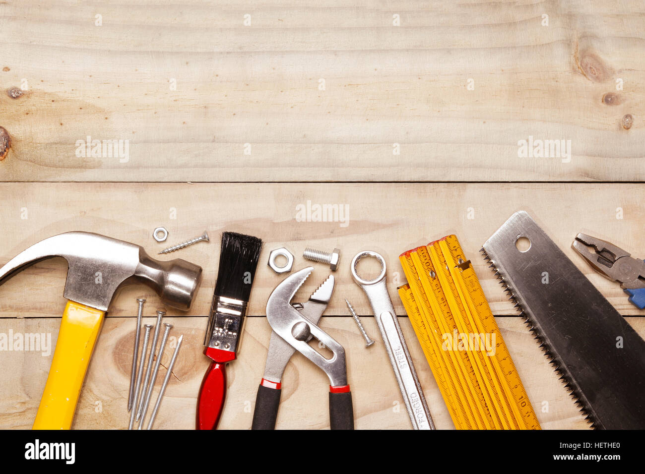 Outils de travail sur bois assortis Banque D'Images