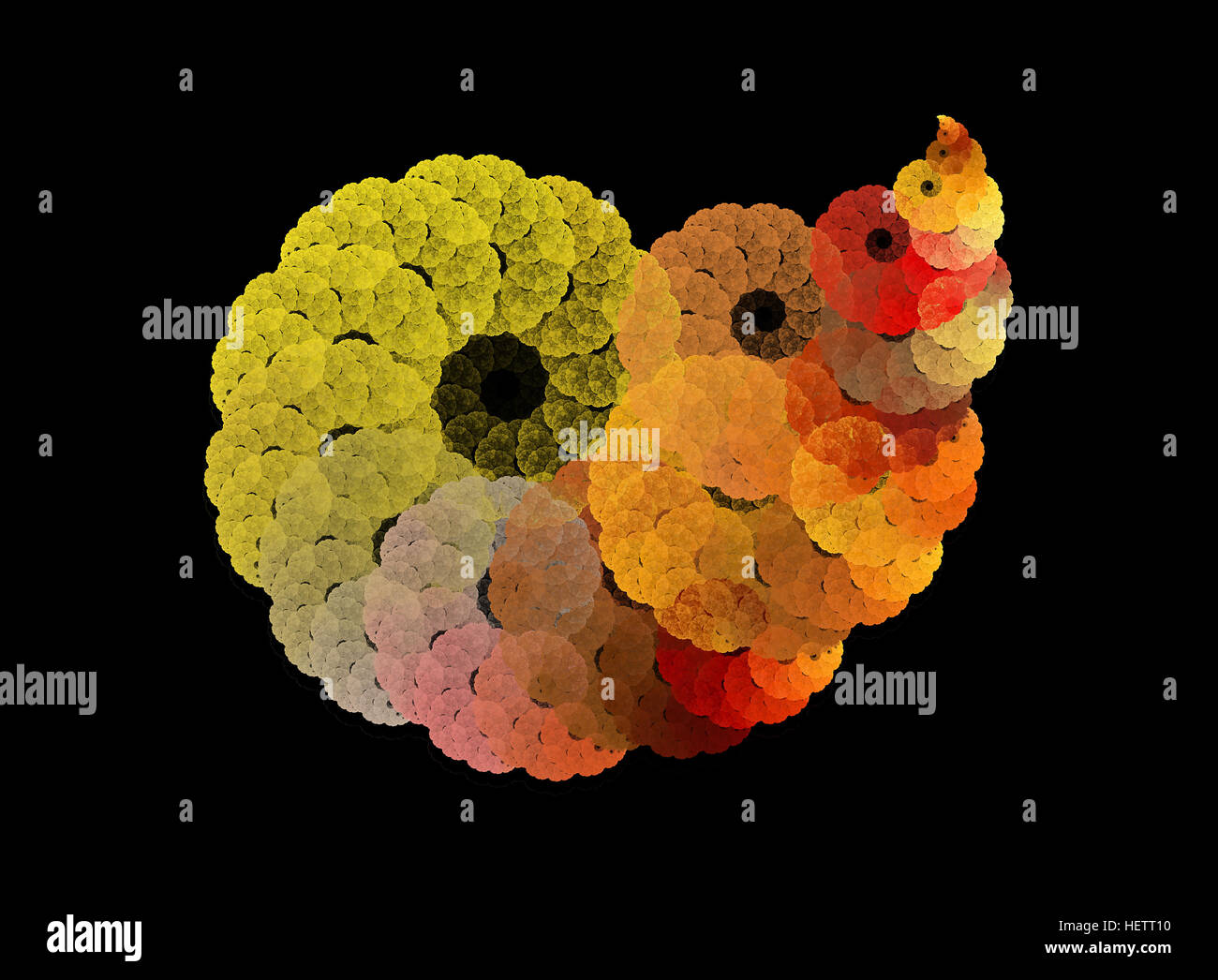 Abstract fractal spiral colorés sur fond noir Banque D'Images