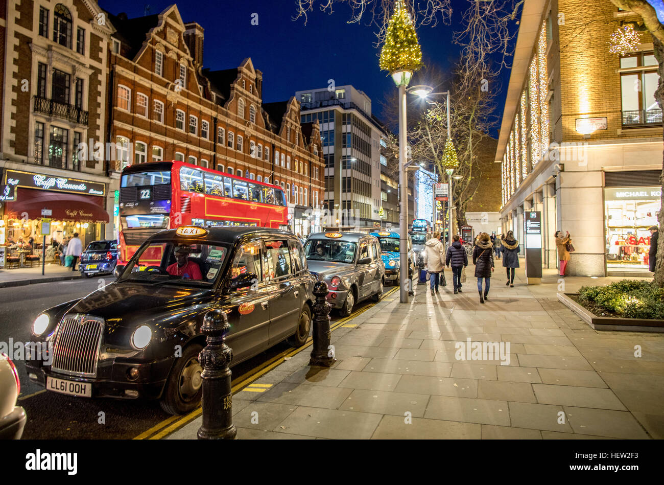 Kings Road London Shopping de Noël Banque D'Images