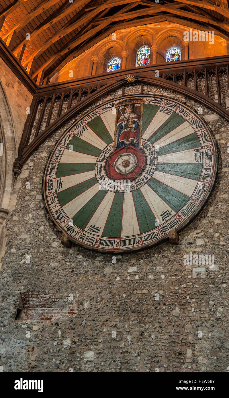 Le Grand Hall de Winchester, en Angleterre, où la légendaire table ronde du Roi Artus est situé. Banque D'Images