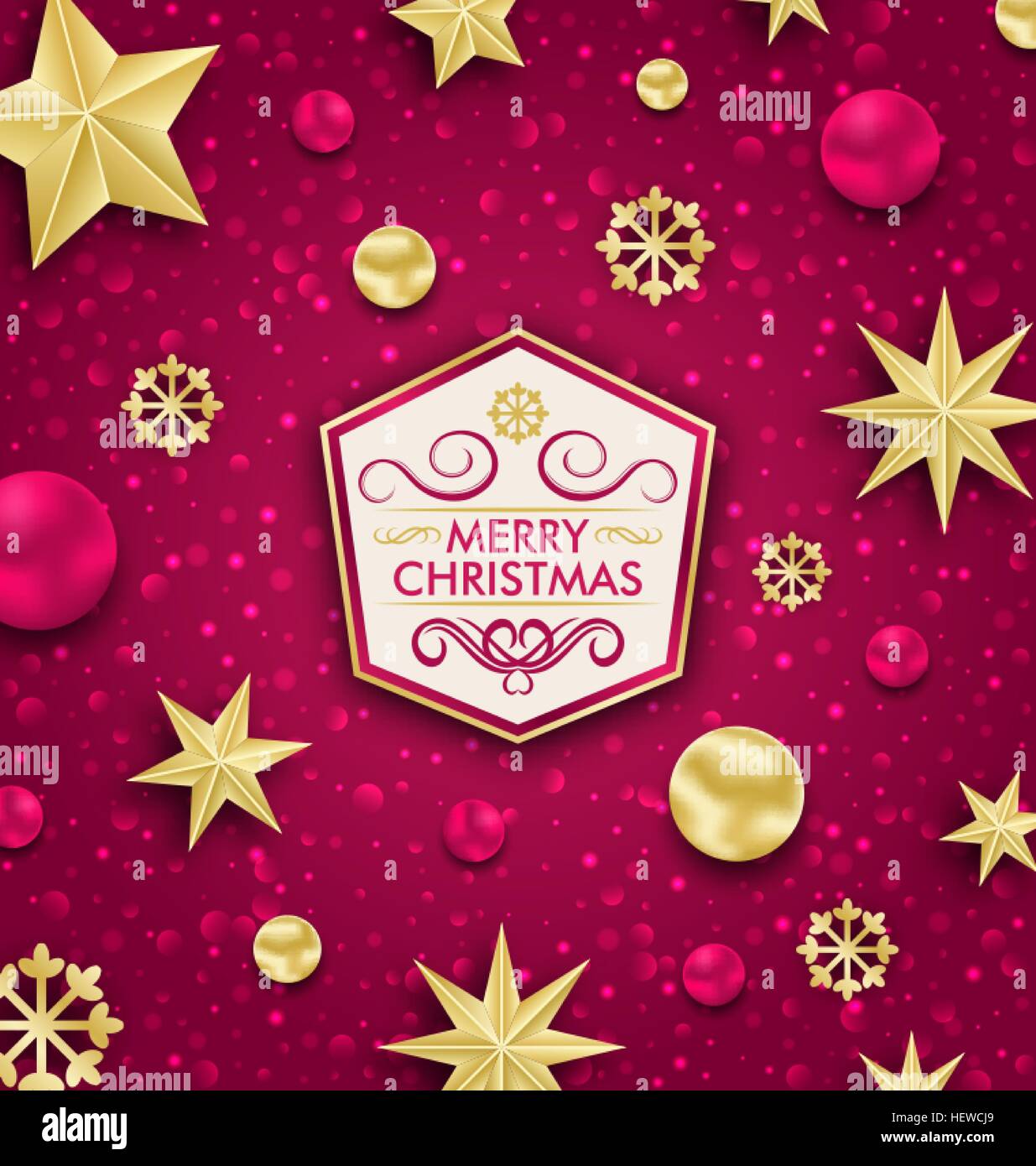 Illustration Bannière Joyeux Noël Décoration avec des paillettes - Vector Illustration de Vecteur