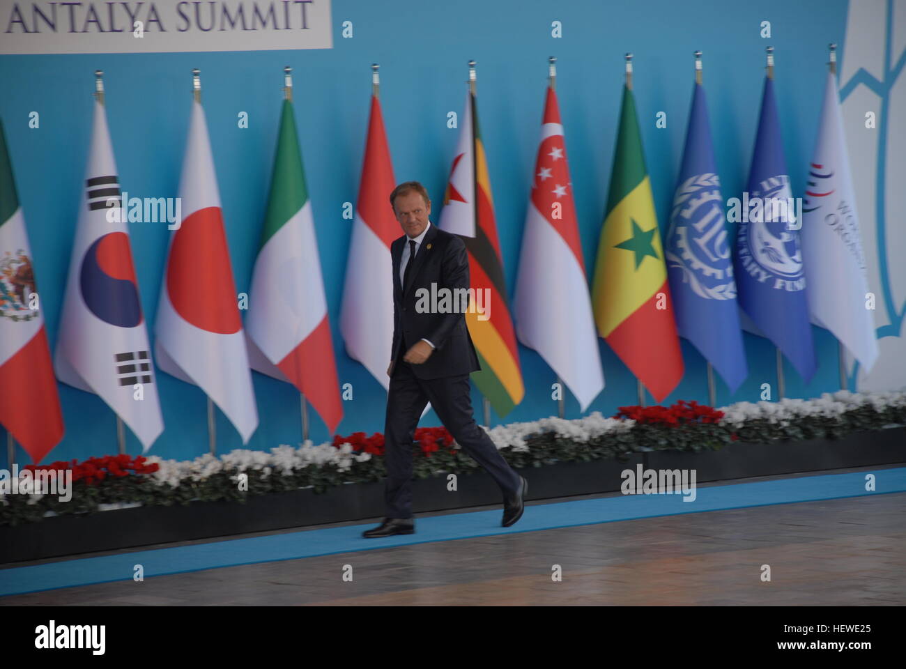 Donald Tusk, Président du Conseil européen lors du sommet du G20 de Regnum Carya Hôtel. Banque D'Images