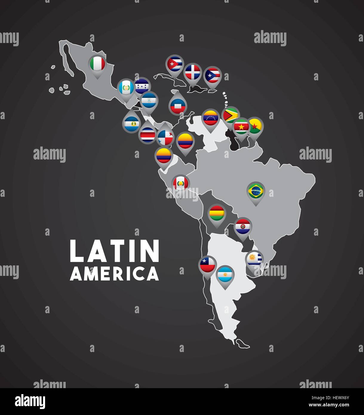 La Carte De L Am rique Latine Avec Les Drapeaux Des Pays De L la-carte-de-l-am-rique-latine-avec-les-drapeaux-des-pays-de-l