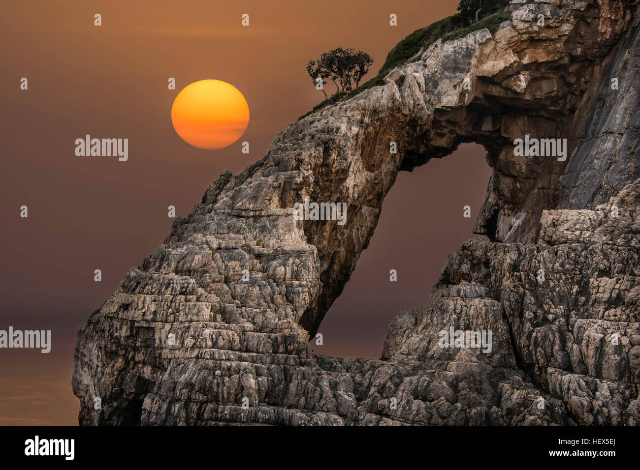 Magnifique coucher de soleil de l'île de Zakynthos Grèce Banque D'Images