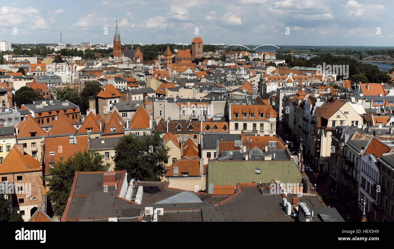 Aperçu de la vieille ville de Torun, Pologne sur une journée d'été. Banque D'Images