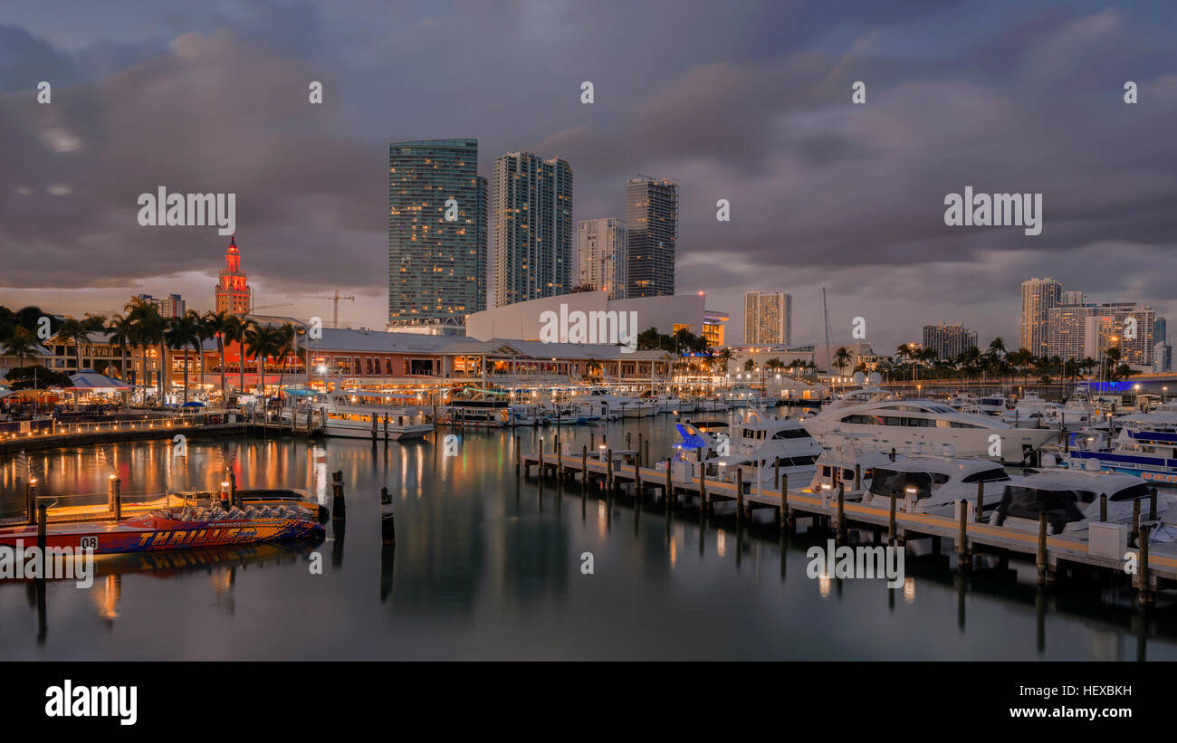 Le centre-ville de Miami - Bayside Marina Banque D'Images