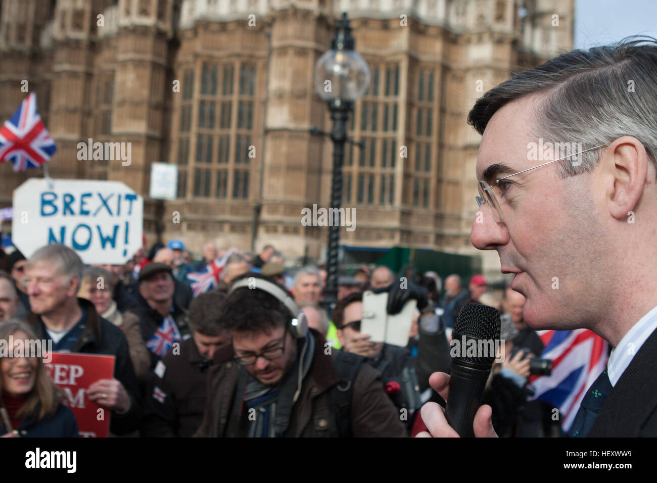 Brexit Pro pieds à Londres protestation, Parliament Square, Westminster, London, UK comprend : Jacob Rees-Mogg MP North East Somerset où : London, Royaume-Uni Quand : 23 Nov 2016 Banque D'Images