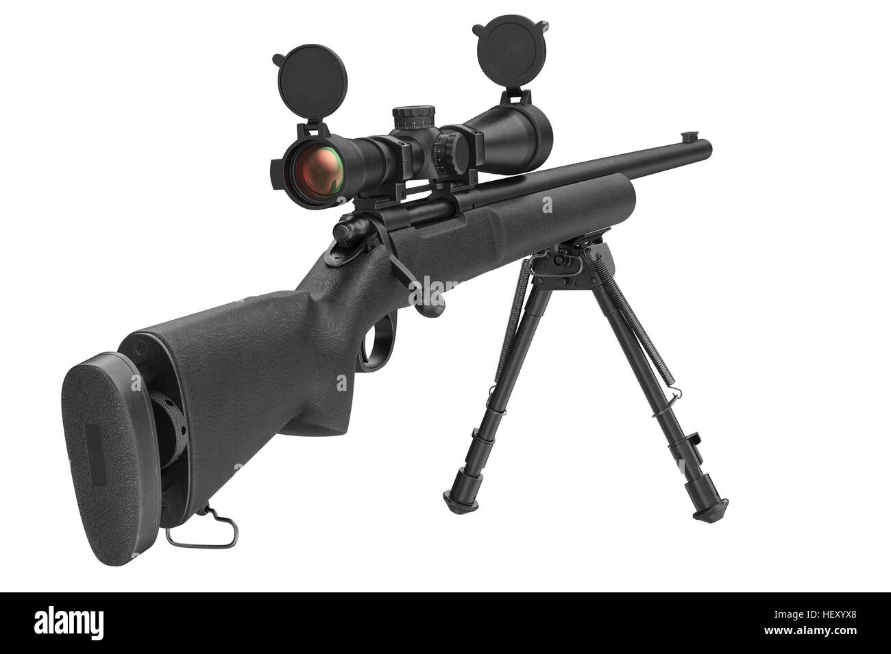 Sniper Rifle fusil acier avec portée optique. Le rendu 3D Photo Stock