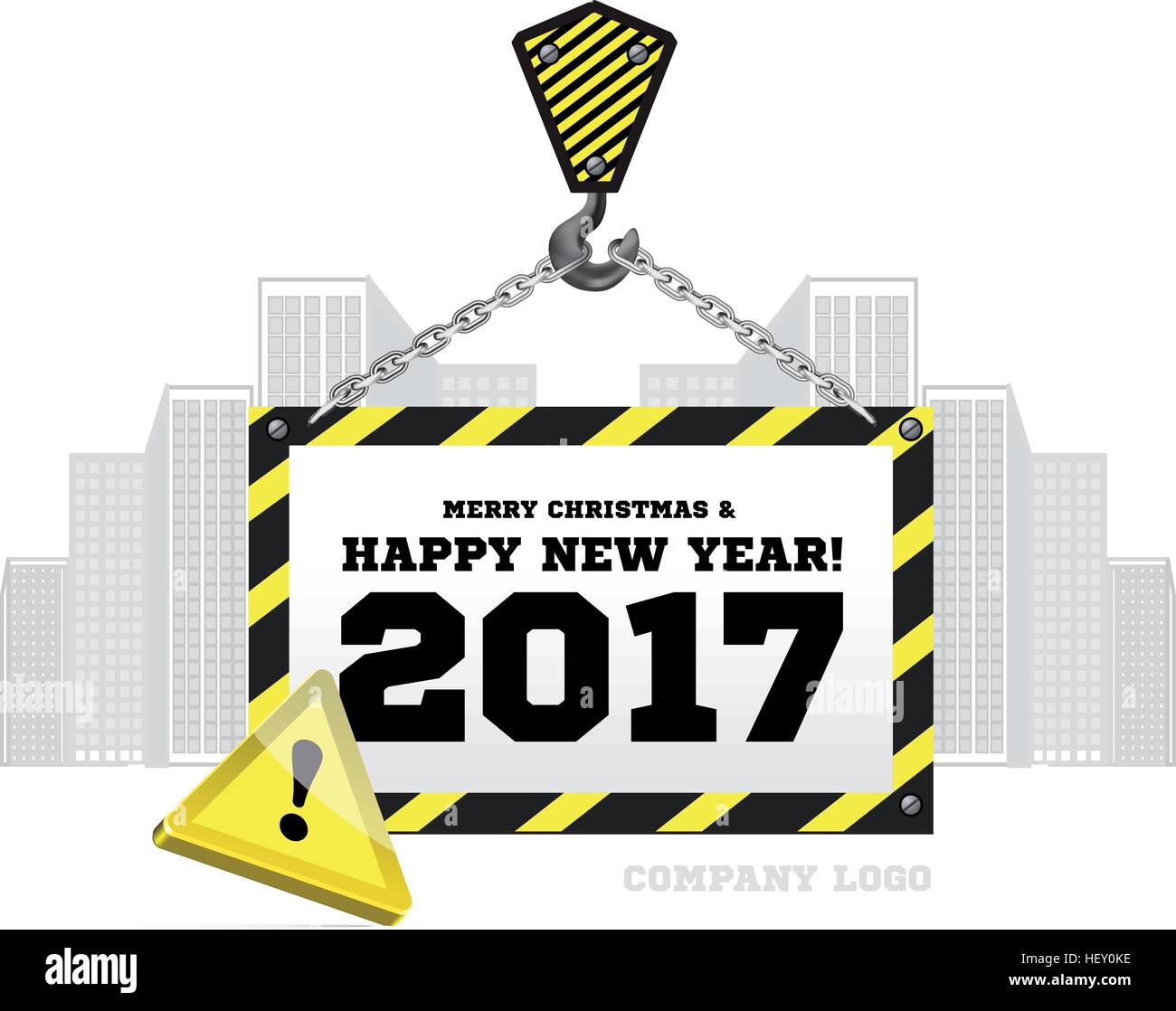 Félicitations à la nouvelle année sur l'arrière-plan d'une grue Illustration de Vecteur