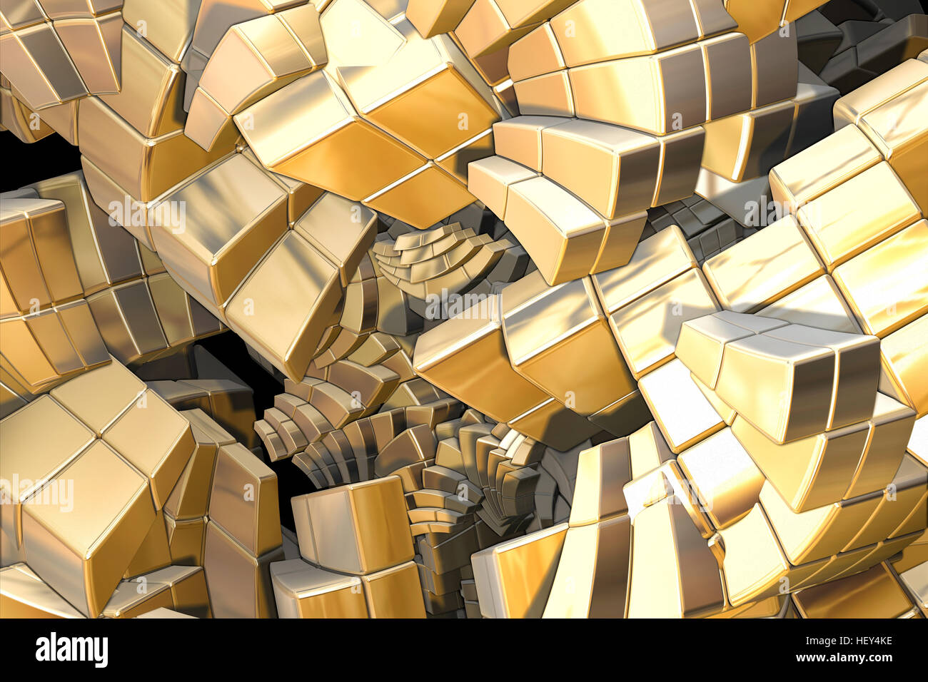 Fractale générée par ordinateur escaliers d'or Banque D'Images