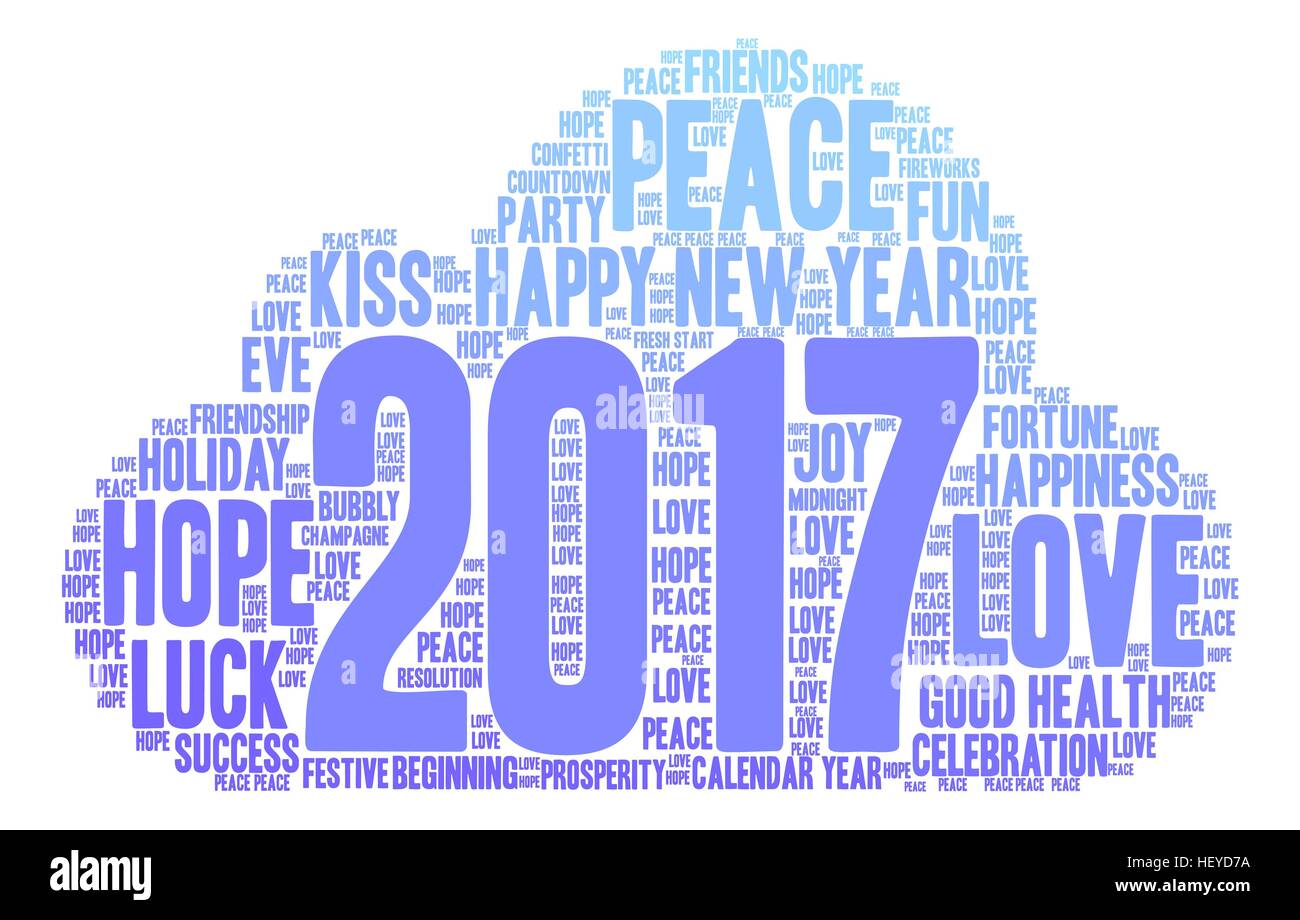 Bonne Année 2017 nuage de mots sur un fond blanc. Illustration de Vecteur