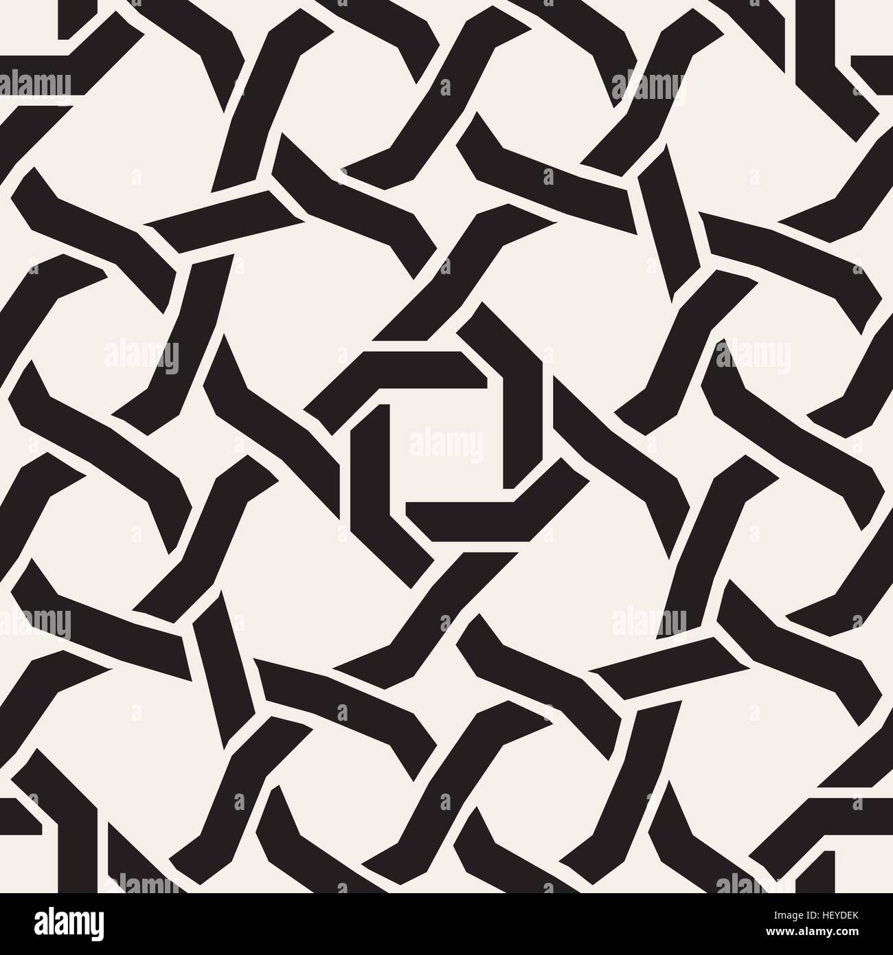 Seamless Vector Noir Blanc lignes géométriques Inrerlacing Résumé Contexte Islamique Illustration de Vecteur