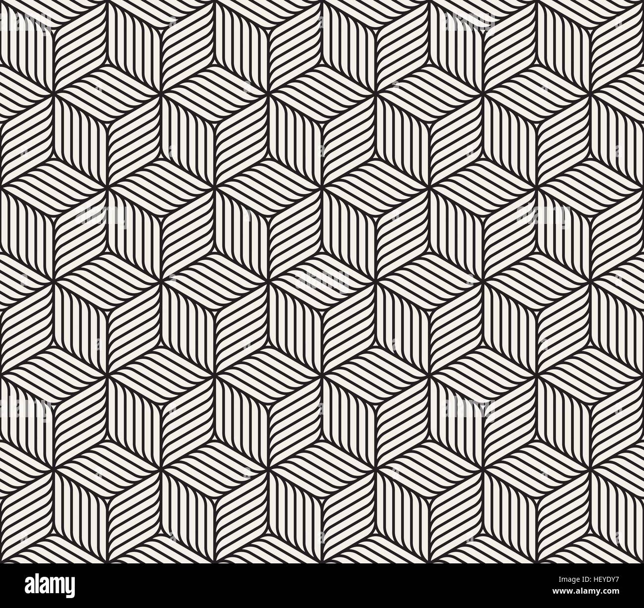 Seamless Vector forme de cube noir et blanc motif géométrique Lignes Abstract Background Illustration de Vecteur
