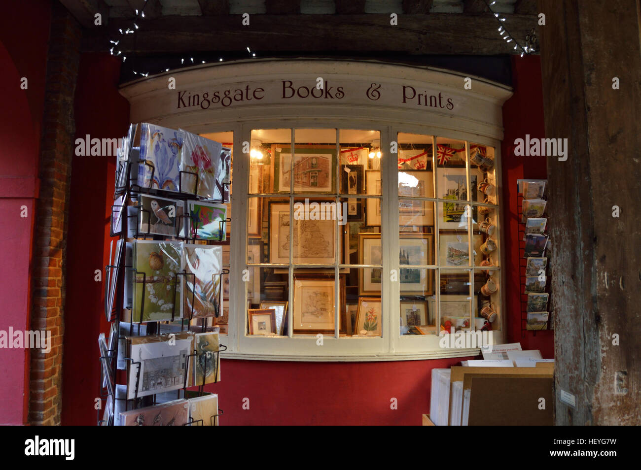 Le Kingsgate Books & Prints shop dans la partie historique de Winchester, Royaume-Uni. Banque D'Images