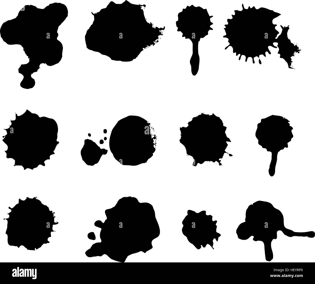 Définir les sprays, les éclaboussures. Ensemble de grunge blots. Grunge brushes. Éléments de conception. Faites à la main. Vector illustration Illustration de Vecteur