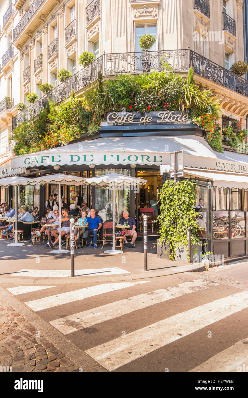 Café de Flore, vue extérieure Banque D'Images