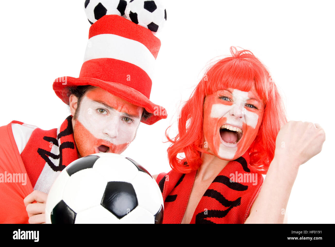 Les supporters de football autrichien et suisse, les amateurs de soccer, EURO 2008 Banque D'Images