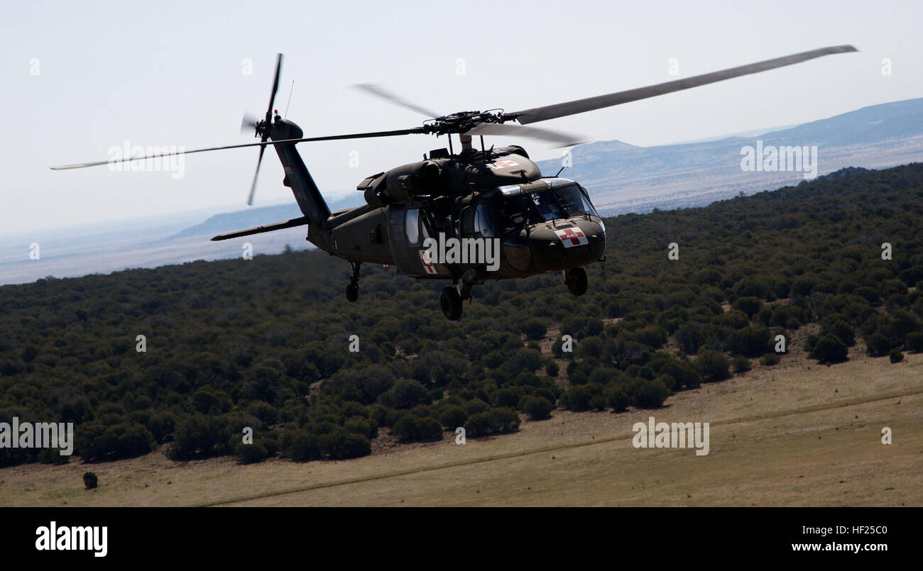 Une armée UH-60 Black Hawk avec détachement 1, la Compagnie C, 5-159e Air  Ambulance out Papago Park Réservation militaire, se rend à un point  d'extraction au cours d'un exercice commun de récupération