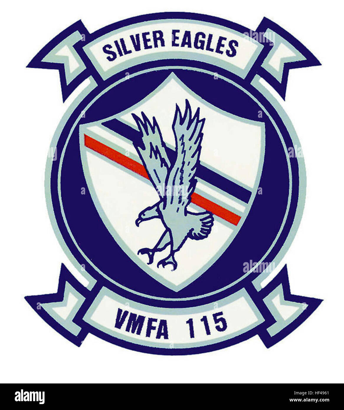 Le logo pour les Silver Eagles, Marine Fighter Attack Squadron 115 (115 Escadron VMFA), Marine Corps Air Station (MCAS) Beaufort, Caroline du Sud. VMFA-115 insigne Banque D'Images