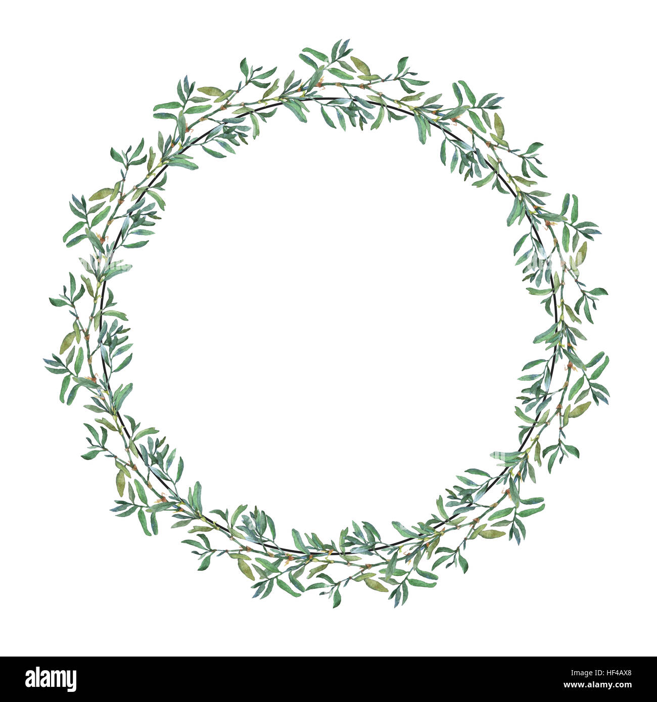 Gerbe de châssis circulaire d'été bio, prairie de fleurs. Peinture à la main à l'Aquarelle illustration à isoler fond blanc. Banque D'Images