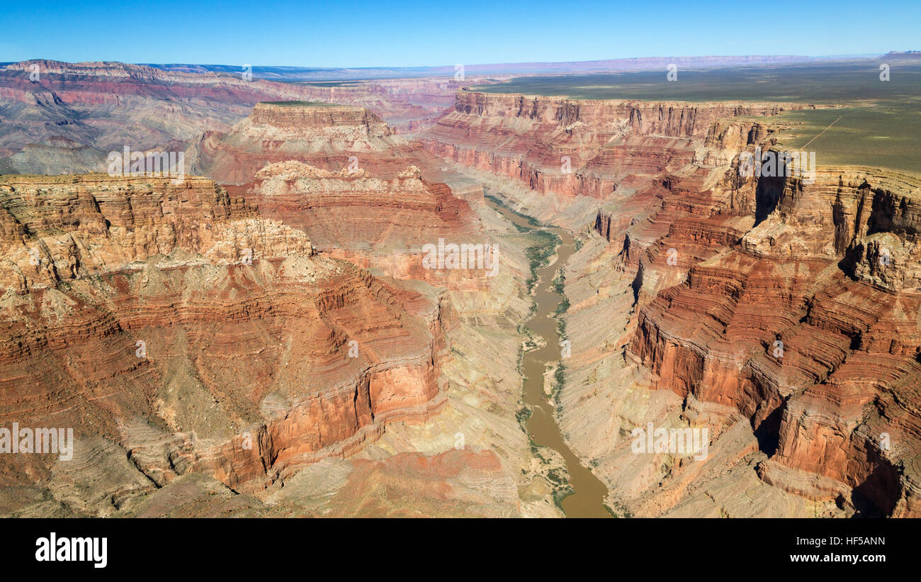 Paysage, panorama, rock canyon, Colorado River, vue aérienne, Rive Sud, le Parc National du Grand Canyon, Arizona, USA Banque D'Images