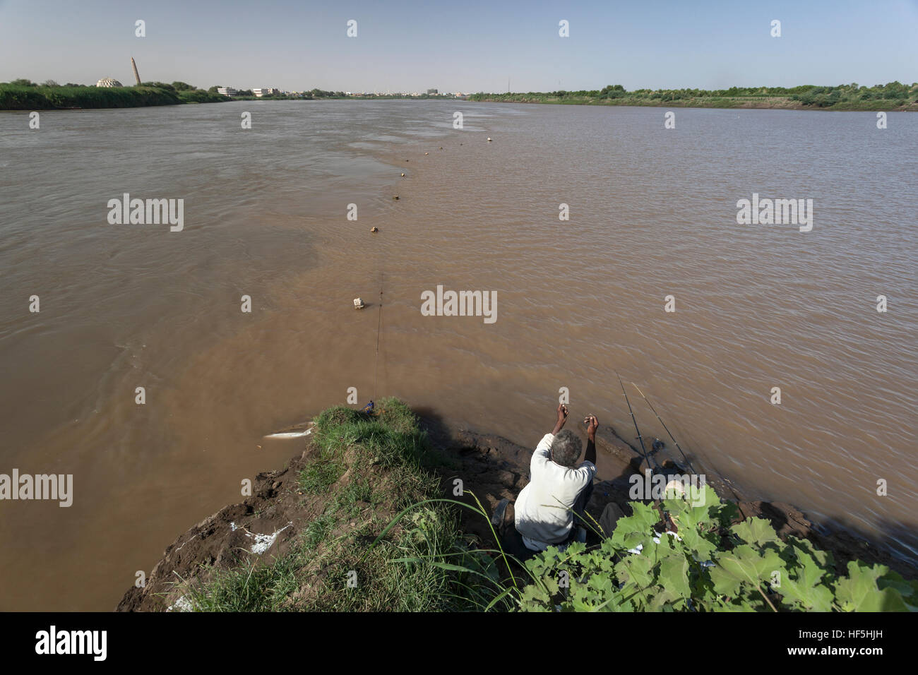 Confluent de blanc et du Nil Bleu, Khartoum, Soudan Banque D'Images