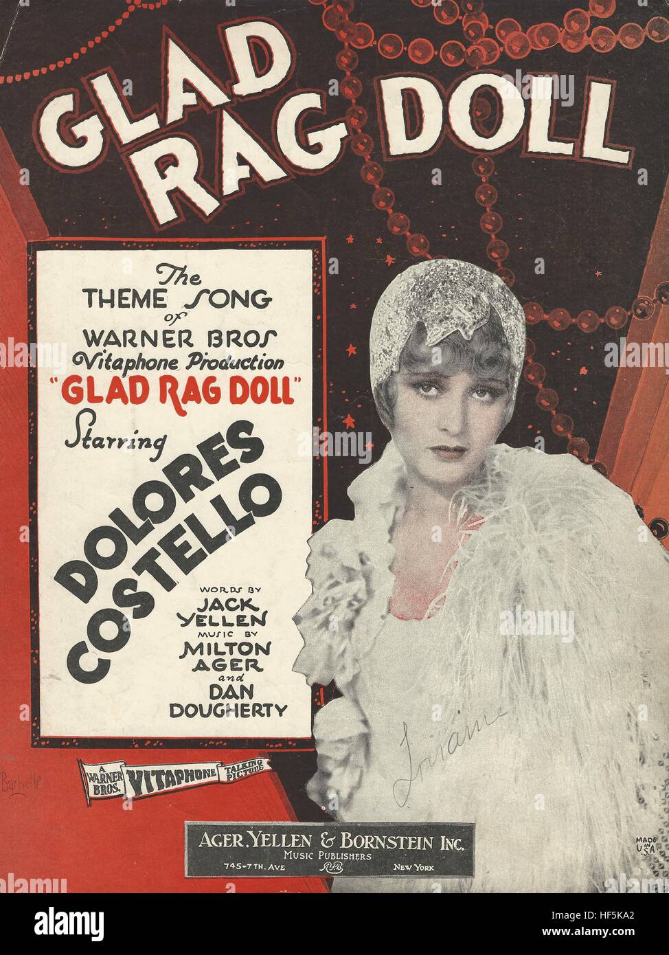 'Heureux poupée de chiffon' à partir de 1929 Dolores Costello film 'heureux poupée de chiffon' Partitions couvrir Banque D'Images