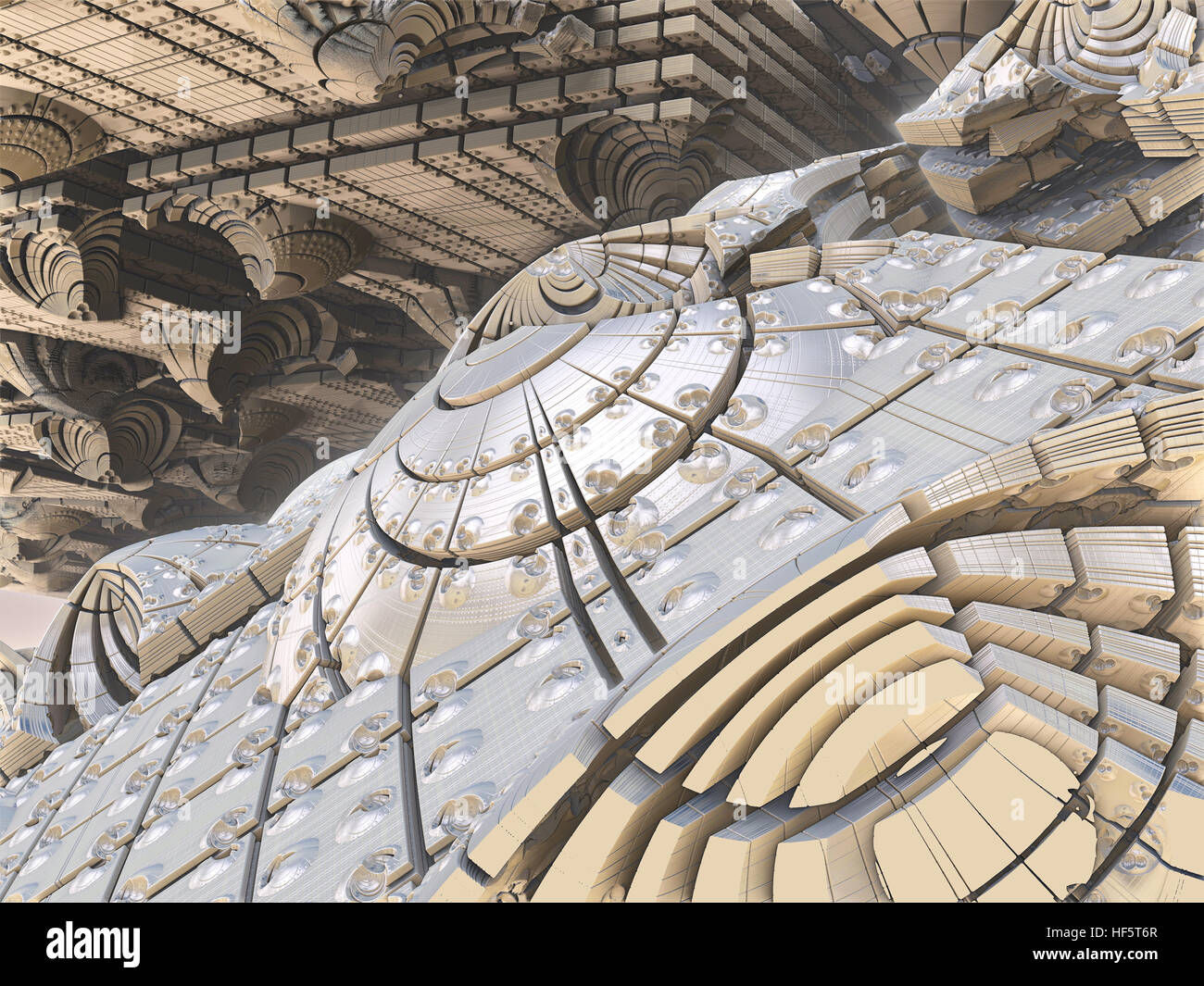 Ville fantastique, rendu 3D, abstract design fractal Banque D'Images