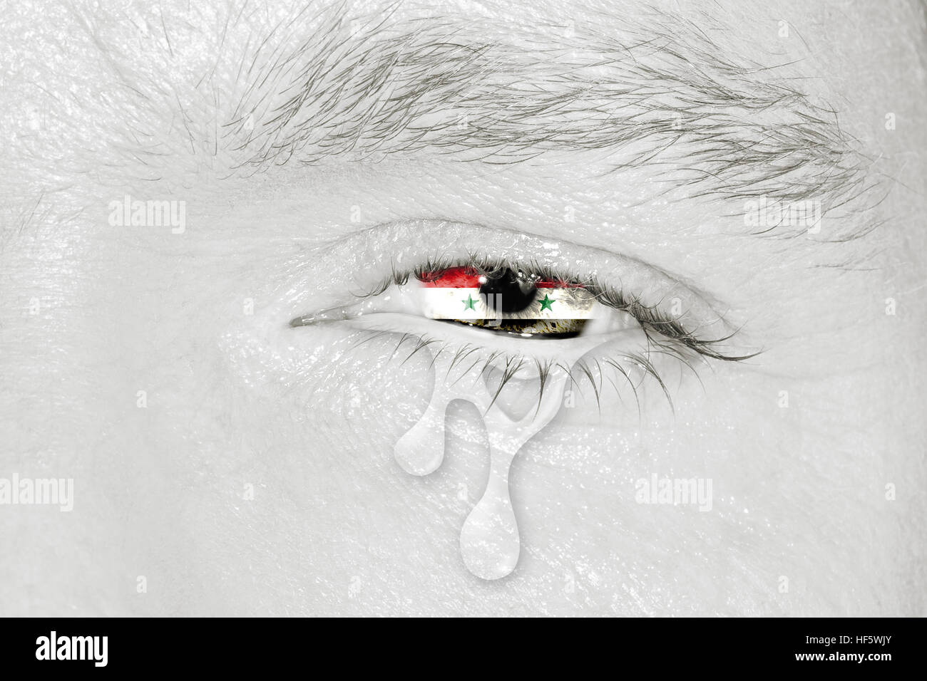 Pleurer la Syrie Drapeau National Banque D'Images