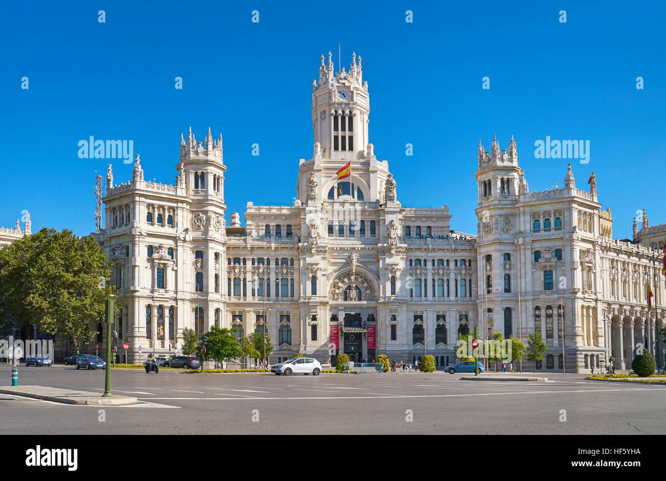 La Plaza de Cibeles, le Palais des Communications, Madrid, Espagne Banque D'Images