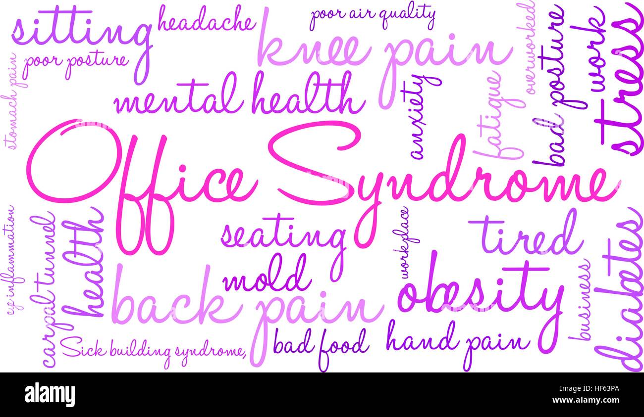 Syndrome Office Word cloud sur un fond blanc. Illustration de Vecteur