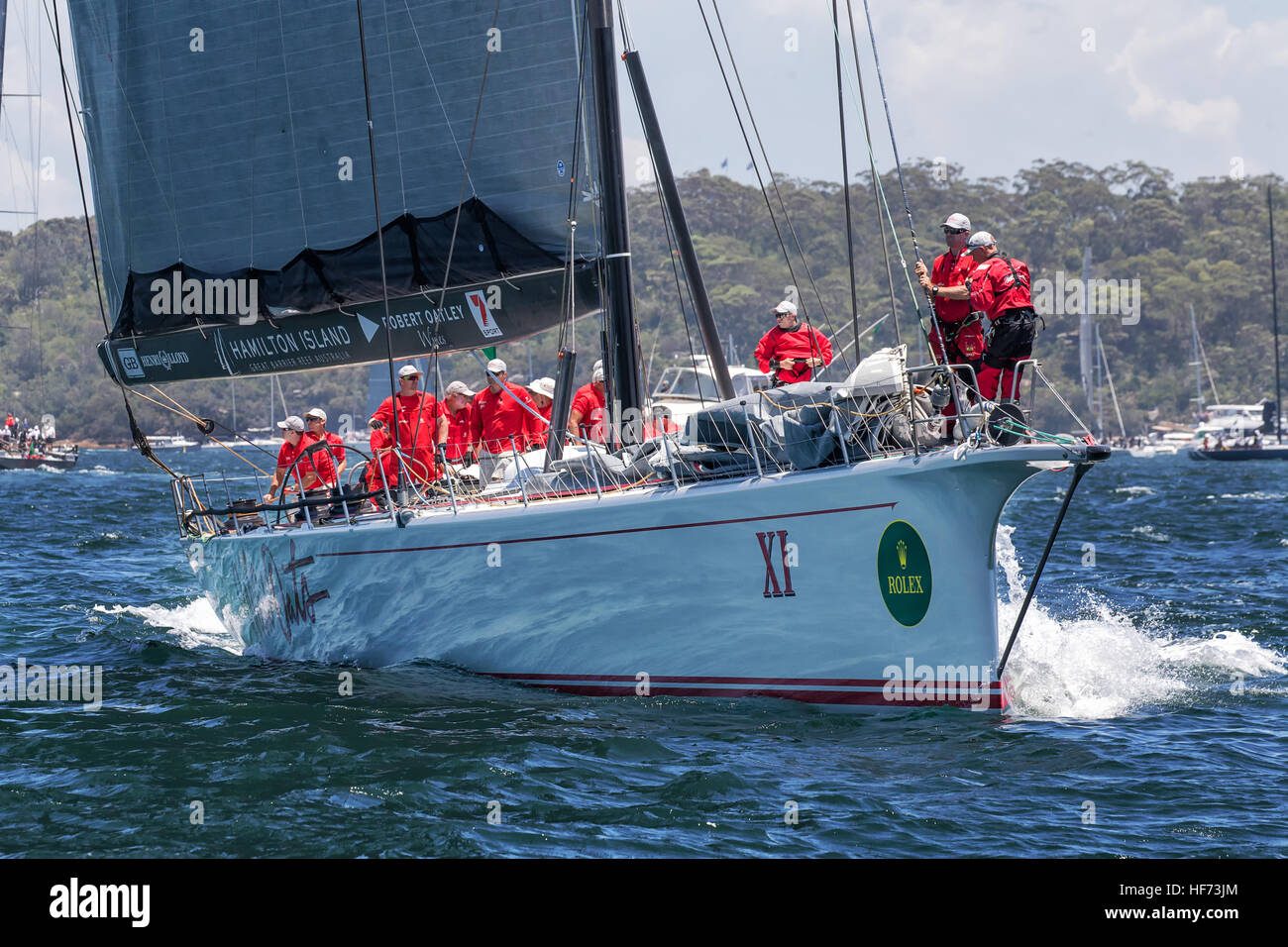 Le super-maxi yacht Wild Oats XI se prépare pour le début de l'Assemblée Sydney to Hobart yacht race. Banque D'Images