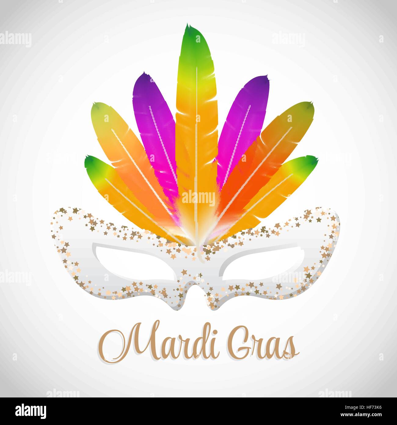 Mardi Gras masque vectoriel avec plumes colorées isolé sur blanc Illustration de Vecteur