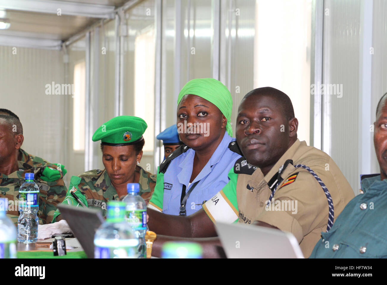 Le 18 octobre 2016, des responsables de la police de l'AMISOM ont participé à un atelier de coordination civilo-militaire à Baidoa, en Somalie. L’atelier visait à renforcer la coordination entre les secteurs militaire et civil dans le processus de relèvement et de consolidation de la paix en Somalie. Abdikarim Mohamed photo Banque D'Images