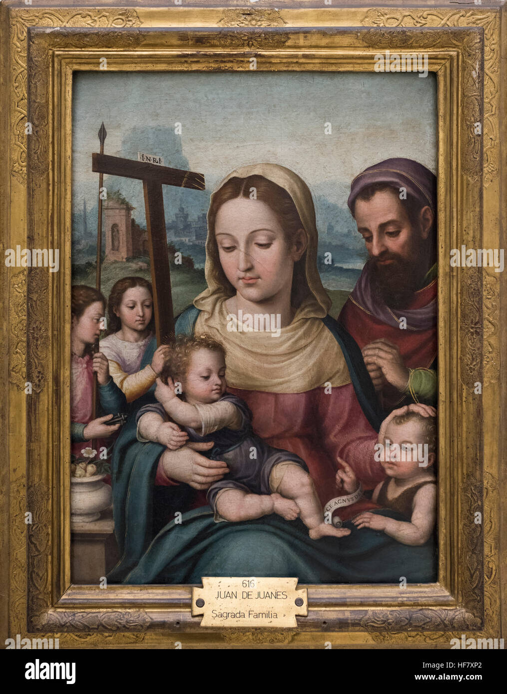 Joan de Joanes (ca. 1515-1579), la Sainte Famille avec l'enfant Saint John, ca. 1540. Sagrada Familia con San Juanito. Banque D'Images