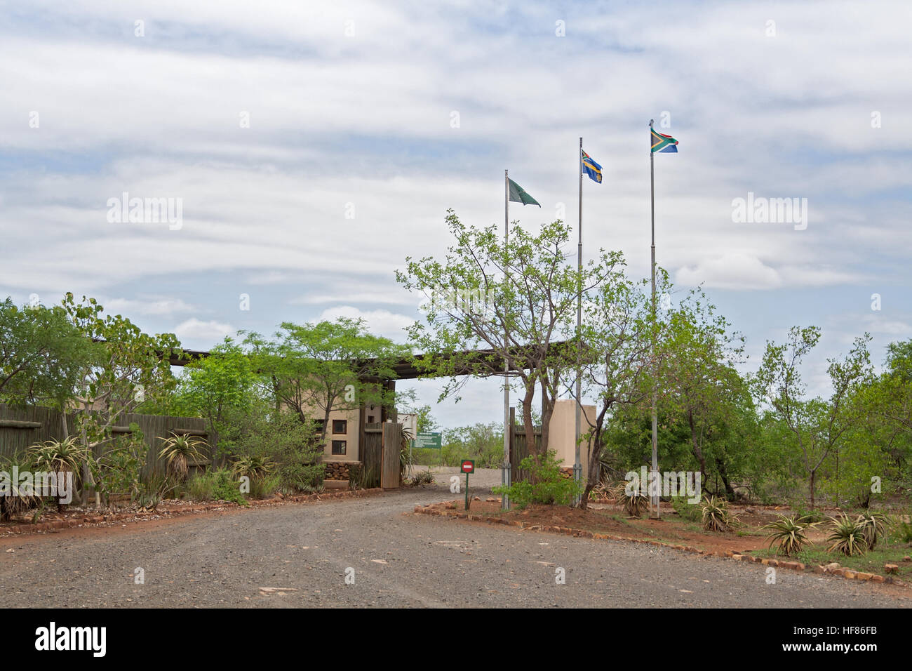 Giriyondo Gate Passage de l'Afrique du Sud au Mozambique Banque D'Images