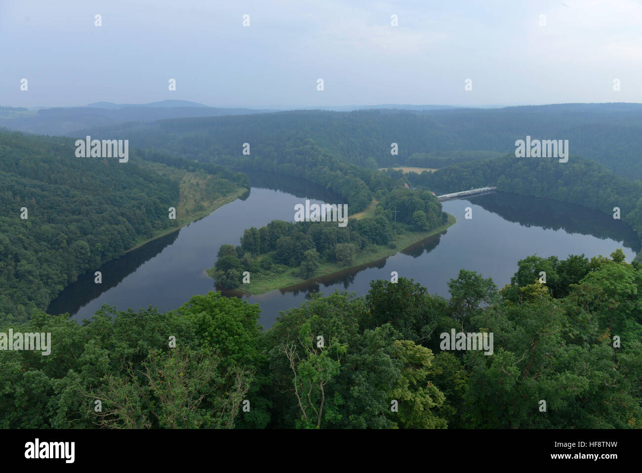 Saale, Burgkhammer Talsperre, Naturpark Thueringer Schiefergebirge/Obere Saale, Thuringe, Allemagne, à hall, barrage, Burgkhammer Thur réserve naturelle Banque D'Images