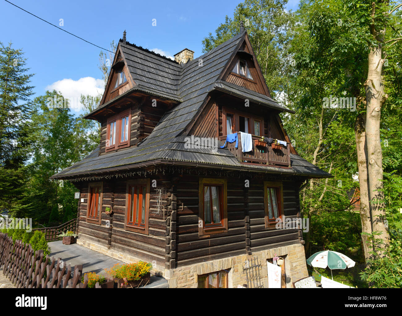 De Trading, Strazyska, Zakopane, Pologne, maison de bois traditionnelle, Pologne Banque D'Images