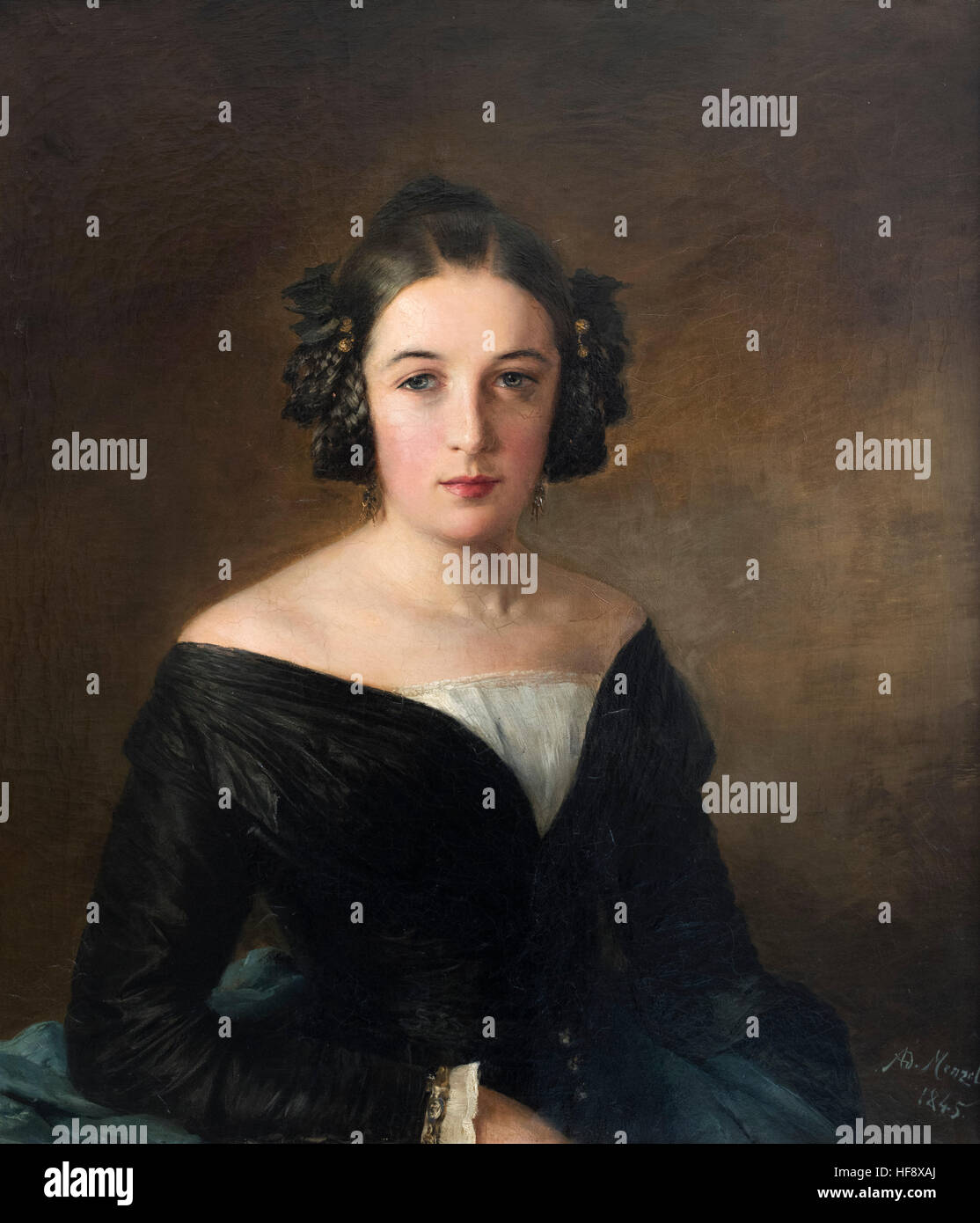 Adolph Menzel (1815-1905), Portrait de Friederike Arnold, 1845. Banque D'Images