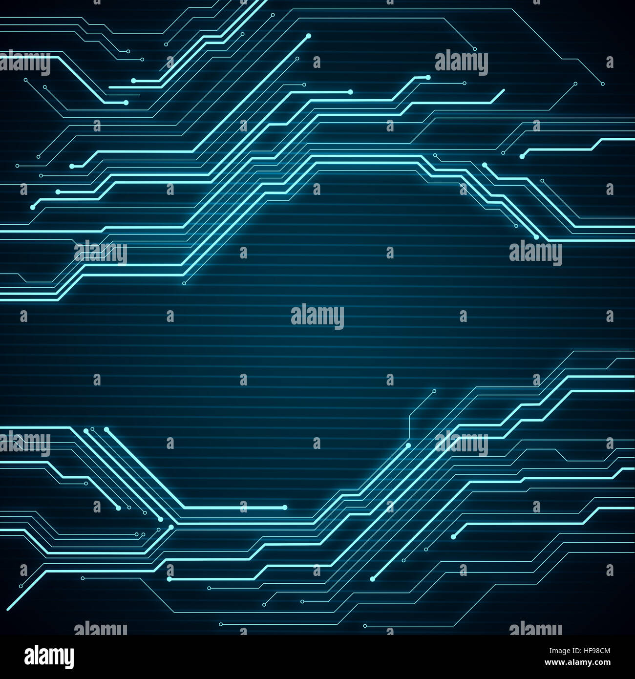 Image numérique microchip circuit sur fond bleu foncé Banque D'Images