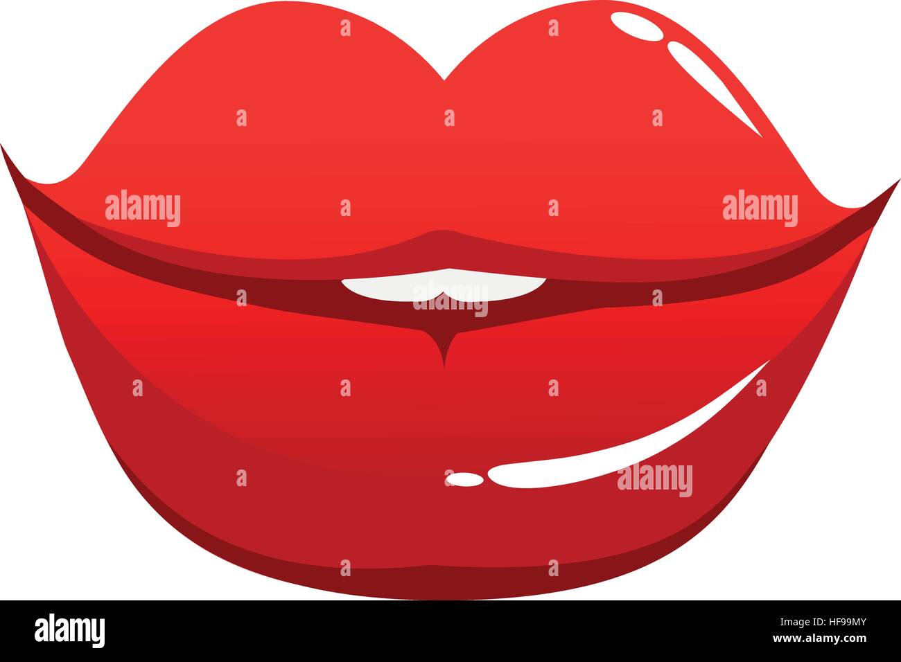 Une bouche féminine sur fond blanc. Lèvres rouges d'une femme. Illustration vectorielle Illustration de Vecteur