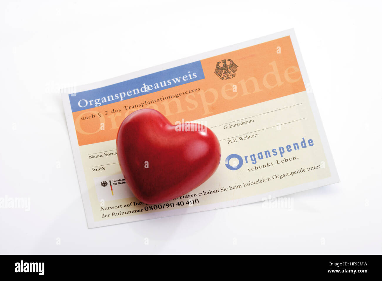 Coeur et carte de don d'organes, le don d'organe Photo Stock - Alamy