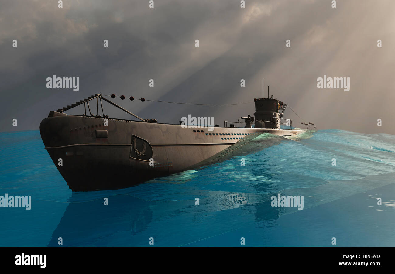 U-Boat en patrouille. Banque D'Images