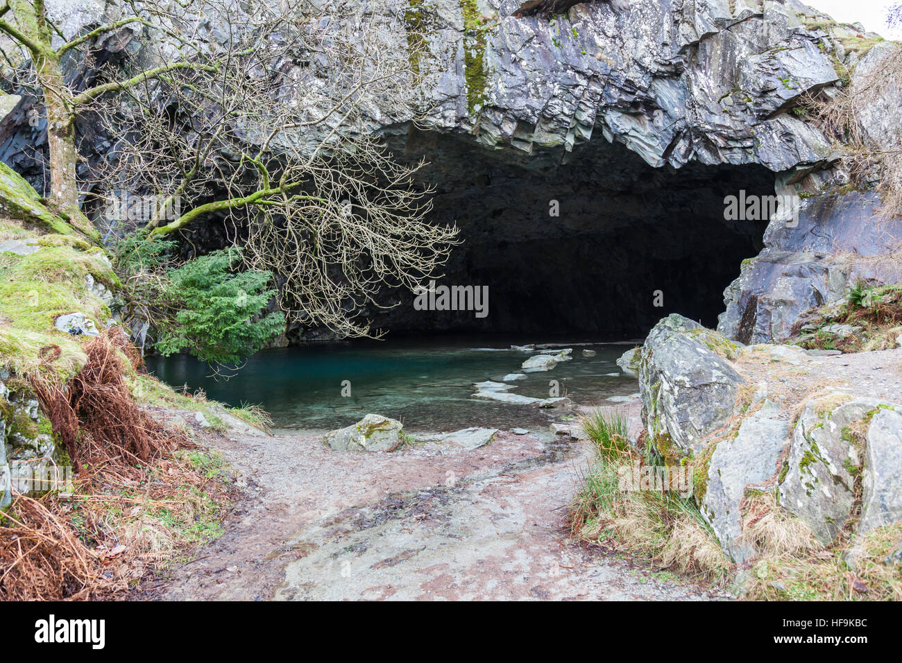Rydal grotte près de Rydal Water, Rydal, Lake District, Cumbria, Royaume-Uni Banque D'Images